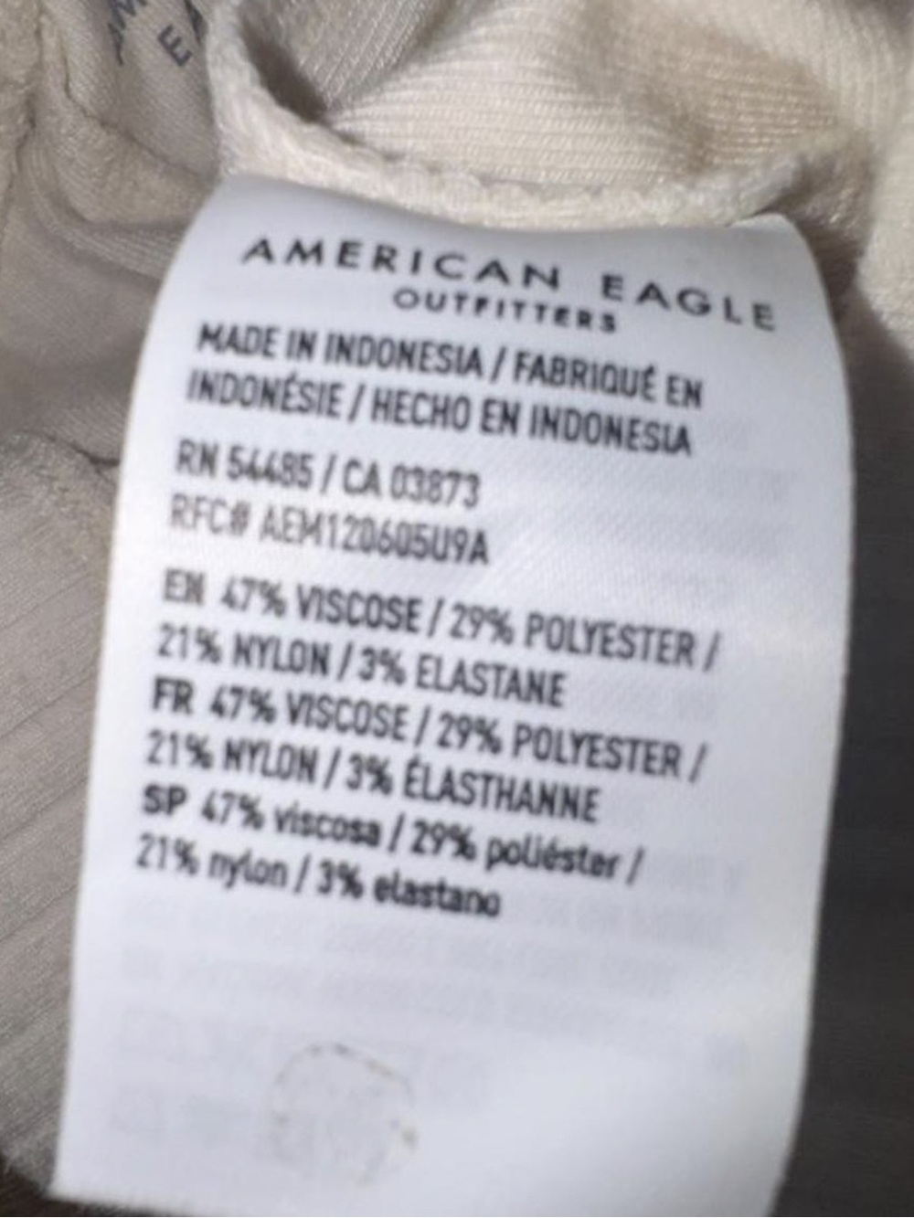 American Eagle AE Small Cream Ribbed Two-Piece Lounge Set - Picture 7 of 7